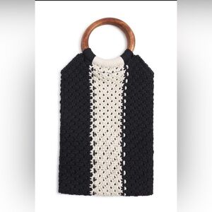 ✨Curator X Laude The Label Gabby Macrame Crochet Wood Ring Handle Black White